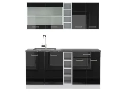 Clearance Vicco R-Line Singleküche /Weiß 160 cm AP Anthrazit ohne E-Geräte Schwarz Hochglanz