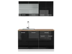 Vicco R-Line Singleküche /Weiß 140 cm AP Eiche ohne E-Geräte< Single-Küchen