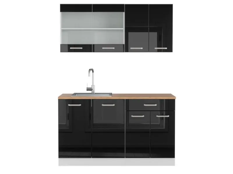 Vicco R-Line Singleküche /Weiß 140 cm AP Eiche ohne E-Geräte< Single-Küchen