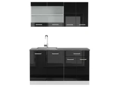 Single-Küchen<Vicco R-Line Singleküche /Weiß 140 cm AP Anthrazit ohne E-Geräte