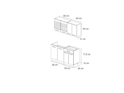 Outlet Vicco R-Line Singleküche /Goldkraft Eiche 140 cm ohne Arbeitsplatte ohne E-Geräte Schwarz Hochglanz