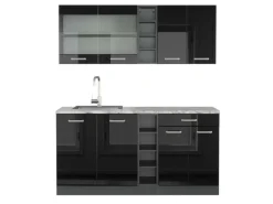 Vicco R-Line Singleküche /Anthrazit 160 cm AP Marmor ohne E-Geräte< Single-Küchen