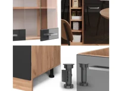 Vicco R-Line Singleküche /Goldkraft Eiche 160 cm AP Eiche ohne E-Geräte< Single-Küchen|Herde