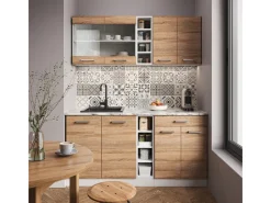 Vicco R-Line Singleküche Sonoma/Weiß 160 cm AP Anthrazit ohne E-Geräte Sonoma-Weiß