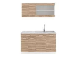 Single-Küchen<Vicco R-Line Singleküche Sonoma 140 cm AP Marmor ohne E-Geräte