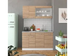 Single-Küchen<Vicco R-Line Singleküche Sonoma 140 cm AP Marmor ohne E-Geräte