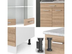 Single-Küchen<Vicco R-Line Singleküche Sonoma 140 cm AP Marmor ohne E-Geräte