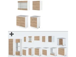 Single-Küchen<Vicco R-Line Singleküche Sonoma 140 cm AP Marmor ohne E-Geräte