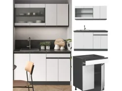 Single-Küchen|Einbauküchen<Vicco R-Line Singleküche /Anthrazit 140 cm J-Shape ohne E-Geräte