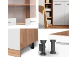 Single-Küchen|Herde<Vicco R-Line Singleküche Weiß Hochglanz/Goldkraft Eiche 160 cm ohne Arbeitsplatte ohne E-Geräte