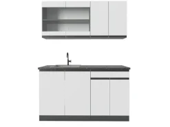 Single-Küchen<Vicco R-Line Singleküche /Anthrazit 140 cm AP Anthrazit ohne E-Geräte