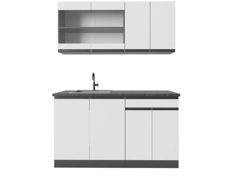 Single-Küchen<Vicco R-Line Singleküche /Anthrazit 140 cm AP Anthrazit ohne E-Geräte