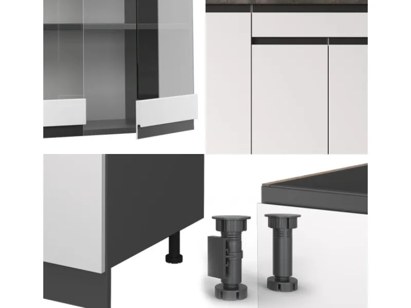 Single-Küchen<Vicco R-Line Singleküche /Anthrazit 140 cm AP Anthrazit ohne E-Geräte