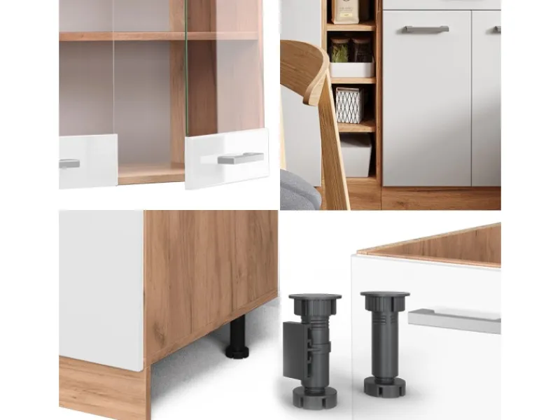 Online Vicco R-Line Singleküche Weiß Hochglanz/Goldkraft Eiche 160 cm AP Anthrazit ohne E-Geräte Hochglanz Weiß