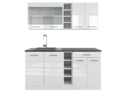 Best Vicco R-Line Singleküche Hochglanz/ 160 cm AP Anthrazit ohne E-Geräte Weiß