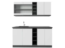Single-Küchen<Vicco R-Line Singleküche /Anthrazit 160 cm AP Anthrazit ohne E-Geräte