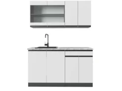 Sale Vicco R-Line Singleküche /Anthrazit 140 cm AP Marmor ohne E-Geräte Weiß