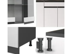 Sale Vicco R-Line Singleküche /Anthrazit 140 cm AP Marmor ohne E-Geräte Weiß