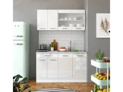 Vicco R-Line Singleküche Hochglanz/ 140 cm AP Anthrazit ohne E-Geräte Weiß