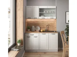 Online Vicco R-Line Singleküche Weiß Landhaus/Weiß 140 cm ohne Arbeitsplatte ohne E-Geräte Weiß-Strukturiert