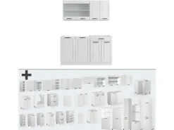Online Vicco R-Line Singleküche Weiß Landhaus/Weiß 140 cm ohne Arbeitsplatte ohne E-Geräte Weiß-Strukturiert