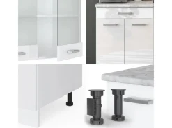 Vicco R-Line Singleküche Hochglanz/ 140 cm AP Eiche ohne E-Geräte Weiß