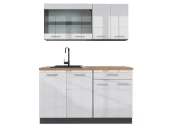 Single-Küchen<Vicco R-Line Singleküche /Anthrazit 140 cm AP Eiche ohne E-Geräte