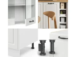Single-Küchen<Vicco R-Line Singleküche Weiß Landhaus/Weiß 160 cm ohne Arbeitsplatte ohne E-Geräte