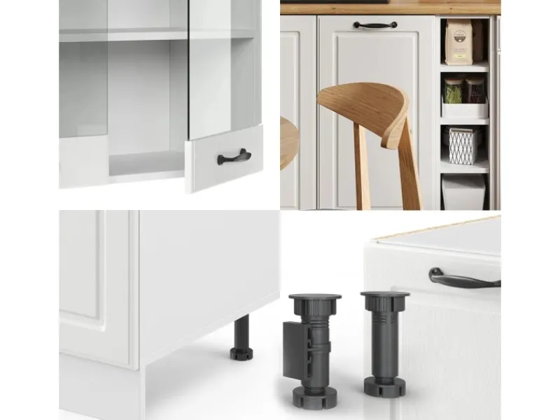 Single-Küchen<Vicco R-Line Singleküche Weiß Landhaus/Weiß 160 cm ohne Arbeitsplatte ohne E-Geräte