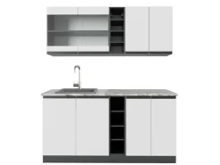 Single-Küchen<Vicco R-Line Singleküche /Anthrazit 160 cm AP Marmor ohne E-Geräte