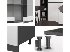 Single-Küchen<Vicco R-Line Singleküche /Anthrazit 160 cm AP Marmor ohne E-Geräte