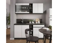 Best Vicco R-Line Singleküche /Anthrazit 160 cm AP Eiche ohne E-Geräte Weiß