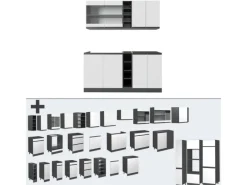 Clearance Vicco R-Line Singleküche /Anthrazit 160 cm J-Shape ohne E-Geräte Weiß