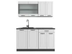 Online Vicco R-Line Singleküche Weiß Landhaus/Anthrazit 140 cm ohne Arbeitsplatte ohne E-Geräte Weiß Strukturiert