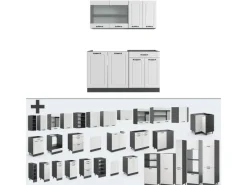 Online Vicco R-Line Singleküche Weiß Landhaus/Anthrazit 140 cm ohne Arbeitsplatte ohne E-Geräte Weiß Strukturiert