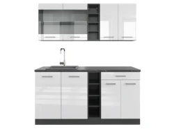 Single-Küchen<Vicco R-Line Singleküche /Anthrazit 160 cm AP Anthrazit ohne E-Geräte