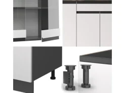 Clearance Vicco R-Line Singleküche /Anthrazit 140 cm AP Eiche ohne E-Geräte Weiß