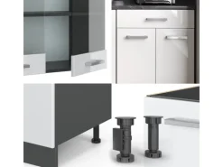 Vicco R-Line Singleküche /Anthrazit 140 cm AP Marmor ohne E-Geräte< Single-Küchen