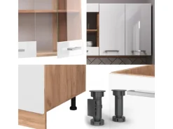 Single-Küchen<Vicco R-Line Singleküche Weiß Hochglanz/Goldkraft Eiche 140 cm AP Anthrazit ohne E-Geräte