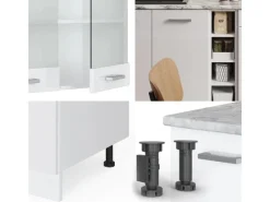 Best Vicco R-Line Singleküche Hochglanz/ 160 cm AP Eiche ohne E-Geräte Weiß