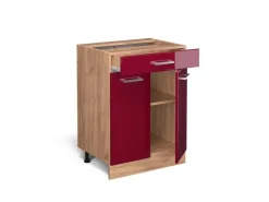 Küchenschränke<Vicco Schubladenschrank R-Line Schubladenschrank für die Küche Bordeaux Hochglanz 60 cm AP Marmor