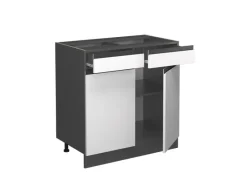 Best Vicco Schubladenunterschrank R-Line Schubladenschrank für die Küche 80 cm AP Marmor Weiß