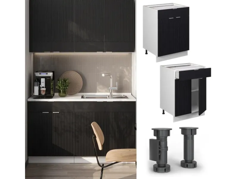 Küchenschränke<Vicco Schubunterschrank Fame-Line Gestreift 60 cm mit Schublade AP Marmor