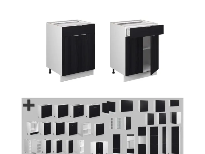 Küchenschränke<Vicco Schubunterschrank Fame-Line Gestreift 60 cm mit Schublade AP Marmor