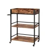 Clearance Vicco Servierwagen Fyrk Rollbare Küchen-Minibar Eiche Rustikal 65x85 cm