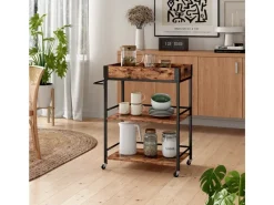 Clearance Vicco Servierwagen Fyrk Rollbare Küchen-Minibar Eiche Rustikal 65x85 cm