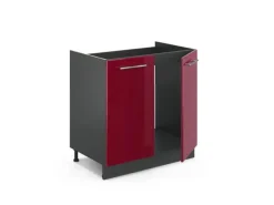 Online Vicco Spülenunterschrank Fame-Line Bordeaux Hochglanz/Anthrazit 80 cm AP Eiche Bordeaux-Glanz