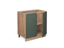 Best Vicco Spülenunterschrank Fame-Line Grün-Gold Landhaus/Goldkraft Eiche 80 cm mit Regal ohne Arbeitsplatte Dunkelgrün