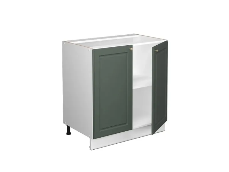 Vicco Spülenunterschrank Fame-Line Grün-Gold Landhaus/Weiß 80 cm mit Regal AP Marmor< Küchenschränke|Einbauküchen