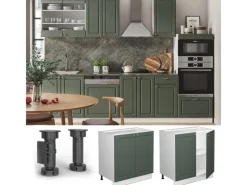 Vicco Spülenunterschrank Fame-Line Grün-Gold Landhaus/Weiß 80 cm mit Regal AP Marmor< Küchenschränke|Einbauküchen